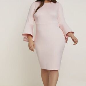 Eloquii Flare Sleeve BLUSH Scuba Dress